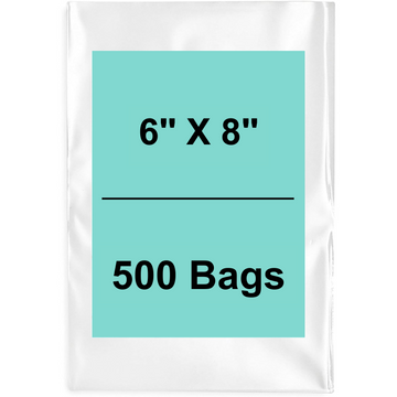 6X8 inches Clear Flat Poly Bags 2Mil Open Top (LDPE)